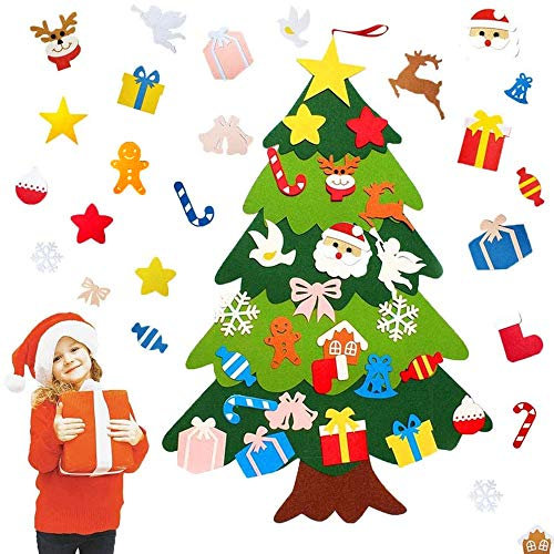 DIY Weihnachtsbaum Dekoration,Neujahr Tür Wandbehang Dekorationen,Ornament Christmas Wandbehang Deko,Filz Weihnachtsbaum Dekoration Hängend Dekor,DIY Filz Weihnachtsbaum Set,DIY Christmas Tree (B)