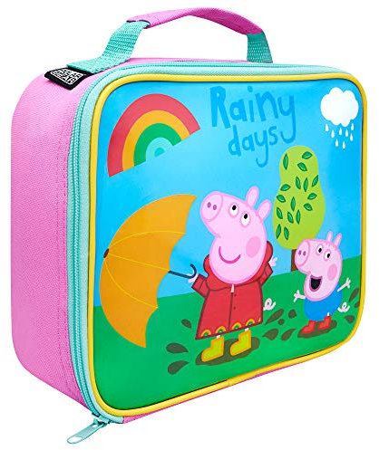 Peppa Pig Insulated Kids Lunch Handle, Official Merchandise by Polar Gear, 600D Polyester Rectangular Food Cooler, Reusable Thermal Cool Bag for School Nursery Snacks Picnic, Pink, Durable