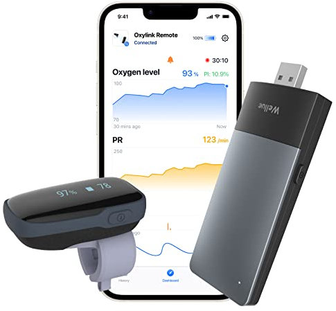 ViATOM Remoto Saturimetro Pulsossimetro con WiFi Linker per Il Monitoraggio Continuo, Ossimetro Pulsossimetro Cardiaca Condivisa da Due Utenti per Famiglia/Clinica, Monitoraggio Bluetooth con Allarme