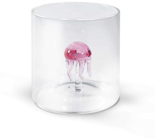 WD Lifestyle Bicchiere in vetro borosilicato. Capacità 250 ml. Decoro medusa.