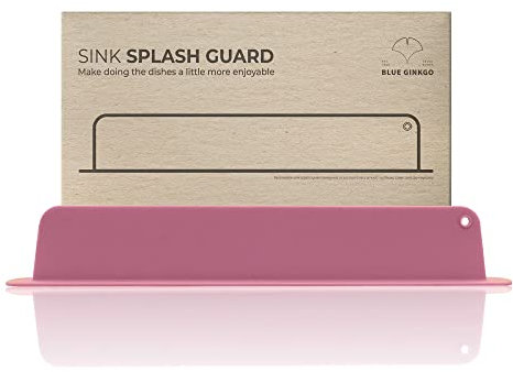 BLUE GINKGO Spülbecken-Spritzschutz – Premium-Silikon-Spritzschutz für Küche, Bad und Inselspülen – Hergestellt in Korea – (19,2 L x 3,1 H x 1,9 W Zoll) – Rosa
