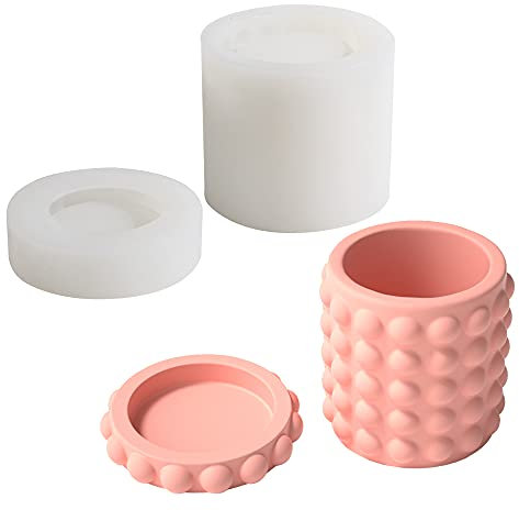 Molde de hormigón grande con tapa de cemento, macetero de bricolaje hecho en casa candelabro