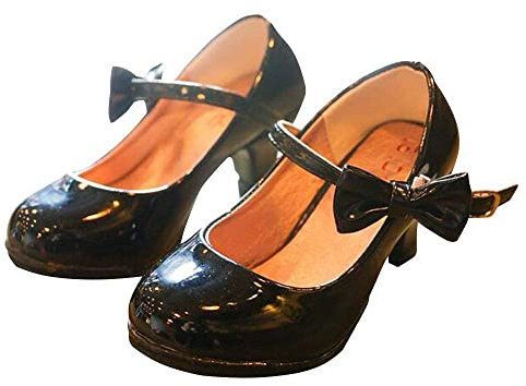 Ragazze Scarpe con Tacco Bambina Mary Jane Matrimonio Elegante Party Damigella d'Onore Numero (Nero, Numeric_29)
