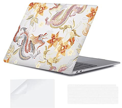 YOPAS Custodia per MacBook Air 13 pollici 2020 2019 2018 Cover M1 A2337 A2179 A1932, Plastica Custodia MacBook Air 13 M1 Cover Case per Mac Air 13 pollici con Copritastiera in Silicone, Drago