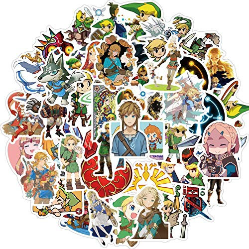 The Legend of Zelda Coole Aufkleber für Laptop(50 PCS),Geschenk für Kinder Teens Erwachsene Jungen,Games Stickers wasserdichte Vinyl Aufkleber für Scrapbook,Skateboard,Auto,Gepäck