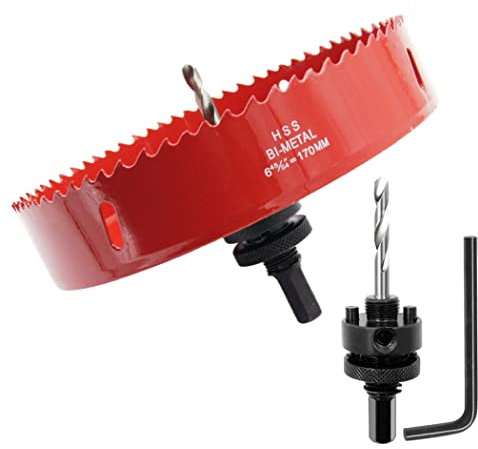 Lochsäge 170mm, LAIWEI Schwerlast Dorn lochbohrer, 4341 Bohrer, Lochfräser zum Bohren von Löchern in Holz, Aluminium, PVC und anderen Materialien, Bohrwerkzeuge