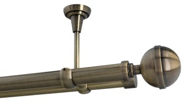 Sento 25/19mm Gardinenstange Vorhangstange Metall Deckenmontage Messing Antik 320 cm Bona