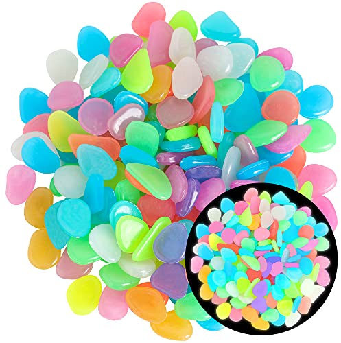 150 pietre luminose, colori misti, decorazioni fai da te, ciottoli decorativi per acquario, marciapiede, giardino, sentiero, patio, terrazza, prato, cortile, ornamenti, decorazioni colorate a ciottoli