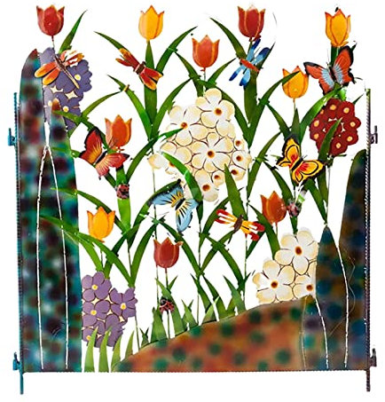 SANWOOD Gartenschirm Hinterhof Korrosionsbeständige Tulpe Schmetterling Hof Rasenschirm Dekor Hofdekoration Bunte Farben B