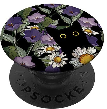Frühling Gänseblümchen Blume Schwarze Katze Versteckt In Blüte PopSockets Klebender PopGrip