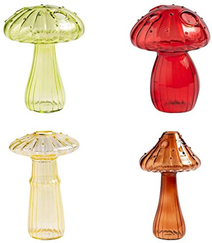 JUJNE 4 jarrones de cristal para plantas, floreros de setas para oficina, de estar