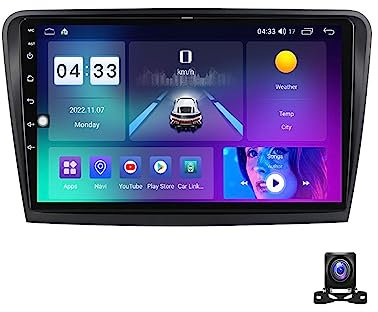 Autoradio 2 Din Radio Für Skoda Superb 2008~2015, 9 Zoll Android Mit Navi Stereo Auto Bluetooth Doppel Din Radio Mit 720P AHD Rückfahrkamera FM Radio Carplay/Auto/Mirror Link,M600s