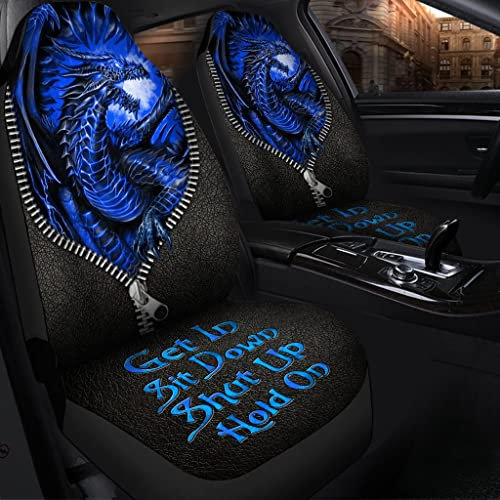351 2 Stück Autositzbezüge Wütender Blauer Drache Wütend Autositzbezüge Dehnbar Passend Damen Auto Schonbezug Sitz, Für SUV, LKW