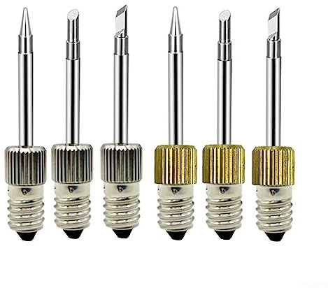 Lötkolbenspitzen, 6 Stück Ersatz-Lötkolbenspitzen E10 Schnittstelle Elektrische Lötnadelspitze Tip-B, Tip-C, Tip-K