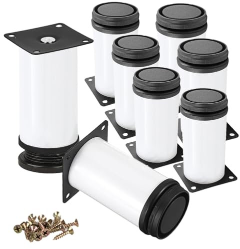 Btowin VCF Lot de 8 pieds de meubles ronds et réglables en acier inoxydable de 20 cm pour table, armoire, cuisine, meuble TV