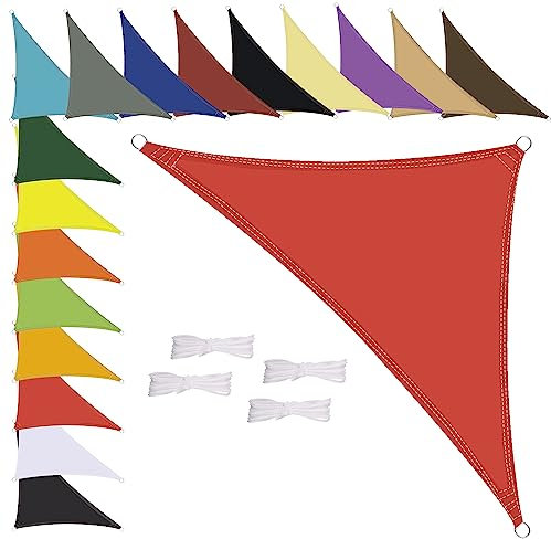 MENGH Sonnensegel Wasserdicht Dreieck, wetterbeständig, Premium Polyester, Viele Längen und Breiten Zur Auswahl inkl Befestigungsseile, 2x2x2m Rot