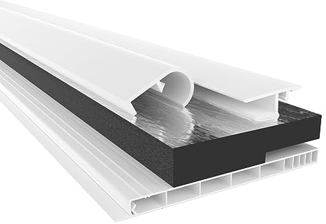 HEXIM PVC Rollladenkastendeckel Komplettset, Rollladenkastendeckel, Aufnahmeprofil & Rollladentraverse, Länge: 1000-2000mm, Breite: 120-320mm, Revisionsklappe Rolllladen (120mm x 2 Meter)