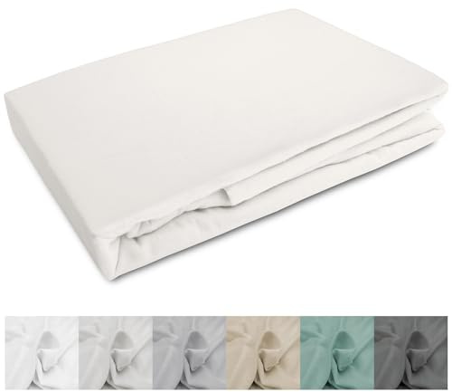 Darymex Biber Spannbetttuch - 180 x 200 cm - Flanell Spannbettlaken - Baumwolle - für Matratzenhöhe bis 20 cm - Warm - Weich - Ecru