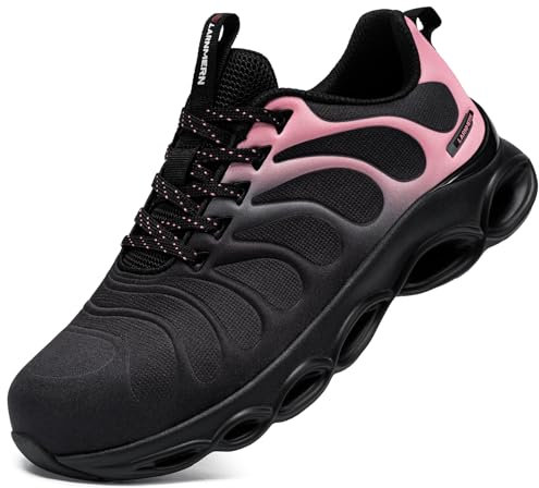 LARNMERN Chaussures de Sécurité Hommes Légere Embout Acier Confort Chaussures de Travail Mode Respirante Basket de Securite(Rose Pêche,37 EU)