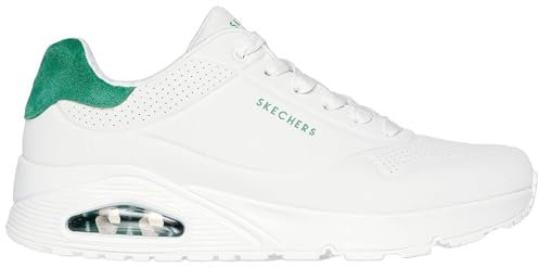 Skechers Uno Suited On Air, Zapatillas Hombre, White Durabuck/Green Suede, 44 EU