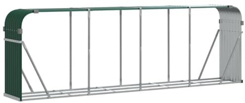 vidaXL Kaminholzunterstand, Kaminholzregal mit viel Stauraum, Feuerfest Brennholzregal mit Haken, Garten Holzlager Unterstand, Grün 300x45x100cm Verzinkter Stahl