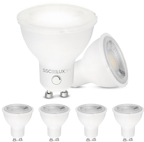 SSC-LUXon GU10 LED Leuchtmittel 6 Stück 7W neutralweiß 38° dimmbar 230V | Sechs dimmbare GU10 Leuchtmittel mit 7W & 38° Abstrahlwinkel - neutralweiß, 230V ohne Trafo, für Einbauspots & Wandstrahler