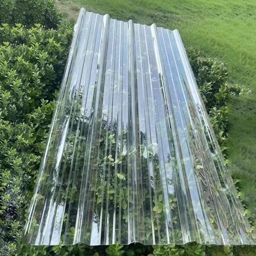 FRP-Tageslichtplatten,Klar Wellplatten,Wellbahn Profilplatten Trapez,Frostbeständige/Isolierende Dachplatten,1,5mm Dickes Gewächshausplatten,Längenzuschnitt Möglich (0.9x1.2m/35x47in)