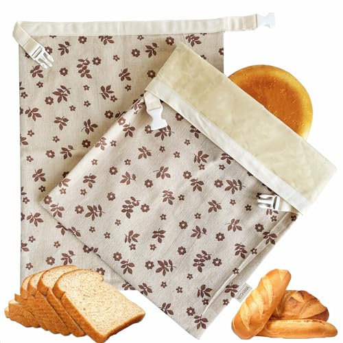 2 Stück Bienenwachs-Brotbeutel für Sauerteig, wiederverwendbare Baumwoll-Bienenwachsbeutel für hausgemachtes Brot, gefriergeeignet und Frischhaltung, um frisch zu halten