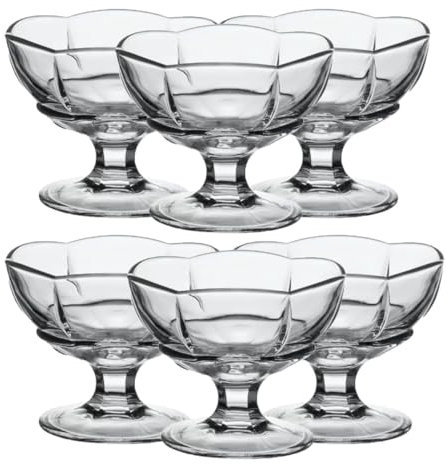 JUANIO Lot de 12 coupe à glace avec pied, verre à dessert fruit, gobelets dégustation en verre - Diamètre 10 x Hauteur 8 cm