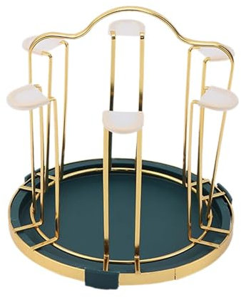 Sharplace Cup Drying Rack Stand with Drainboard Tray Portable Drinking Glass Drainer Stand, Mug Draining Organizer for Home Bar Kitchen, Green