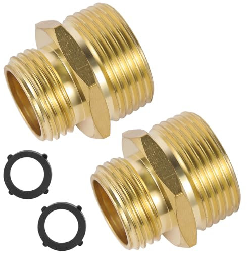 BILAL 2 PCS Brass Garden Hose Adapter, 1 NPT to Garden Hose Adapter-3/4 GHT Male x 1 NPT Male, Male to Male Hose Adapter, Pipe Fittings Connector