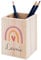 Bärenfreunde® - Personalisierter Stiftehalter Kinder aus Holz - Kreativer und praktischer Schreibtisch-Organizer Kinder mit Namen - Einschulung Geschenk und Geburtstag (Regenbogen rosa Herzen)