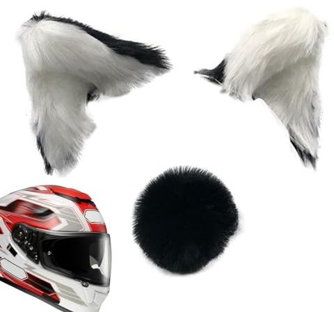 Helm mit Katzenohren, Zubehör für Motorradhelm, Plüsch, mit Kätzchenohren, Dekoration für Motorrad- und Fahrradhelme