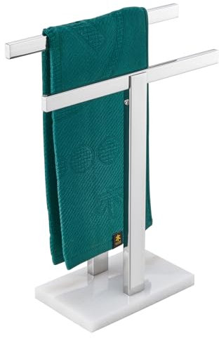 KOKOSIRI THS0001-SM-CH Handtuchhalter mit Marmorsockel, für Badezimmer, Küche, Waschtisch, polierter Edelstahl, 39 cm Höhe, THS0001-SM-CH