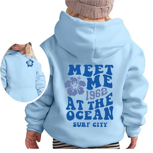 HGWOPGASD Kids Cloud Hoodie Aesthetic Clothes 10-12 Palm Puff for Teen Girls Pink Y2K Flower Print