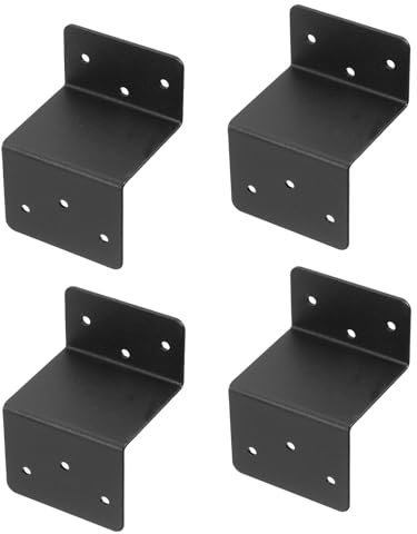 sourcing map 4 Pcs Z Brackets, Iron Double Angle Channel Profile Corner Brace Lumber Connector for Shelf Furniture Gazebo, 3.2x2.36x2, Black
