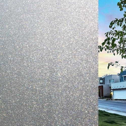 Milchglasfolie Fenster Sichtschutz Fensterfolie 90 x 300 cm Milchglasfolie Sichtschutzfolie Blickschutz, Sonnenschutz, Entfernbar, Statisch Haftend, für Zbüro, Mattiert