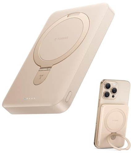 TORRAS Power Bank for MagSafe, 10000 mAh Foldable Magnetic Wireless Power Bank with USB-C Fast Charging, Only Compatible with iPhone 16 Pro Max 15 14 13 12 (Gold)