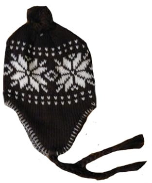 Générique Unisex-Erwachsene Peruanische Mütze, braun, gefüttert mit Fleece, Größe 58-62 cm, 100% Acryl, Chullo, Winter, warm, Trapper, Schneeflocke