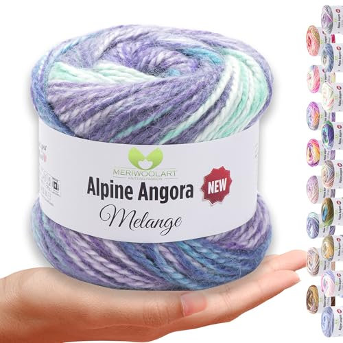 MeriWoolArt® Merino Wolle zum Stricken – 150 m Mehrfarbige Dicke Weiche Merinowolle für Pullover und Jacken – XXL Handstrickwolle – Voluminöse DIY Wolle für Schals, Decken, Tücher & Geschenke 6412
