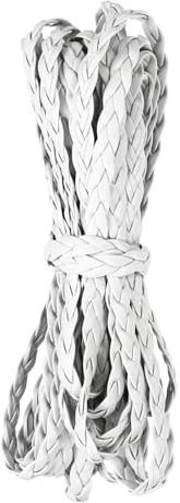 Rebower Cordon De Cuir Tressé Plat 7mm 5m Bande De Cuir Blanc 16.4ft | Pour Fabrication De Bijoux Colliers Bracelets Ceinture, Cordon Tressé