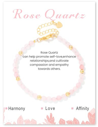 Konxi Bracelet en Pierre Naturelle avec Perles Rondes 4MM en Or pour Femmes Hommes - Réglable 17+5CM