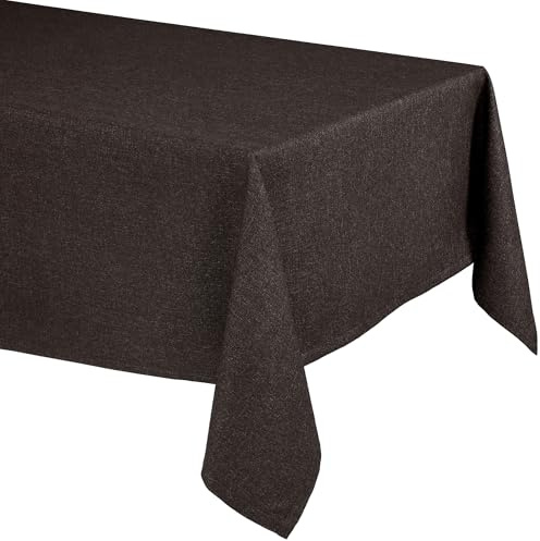 Elegante Tischdecke mit natürlicher Leinenoptik, Lina Tischdecke und Tischläufer, Größe und Farbe wählbar (Eckig 110x110 cm, Mokkabraun)