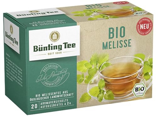 Bünting Tee Bio Melisse, 3er Pack (3 x 20 Teebeutel) Wärmende Frische mit Zitrusnote | Glutenfrei | Laktosefrei | ohne Zuckerzusatz