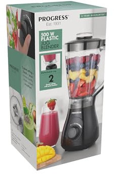 Progress Plastic 1.5L Jug Blender - 2 Speeds & Pulse Function, 4-Wing Stainless Steel Blade, Large Detachable Jug, Smoothie Maker, Juices/Protein shakes, Simple Dial Control, Easy Clean, 500W