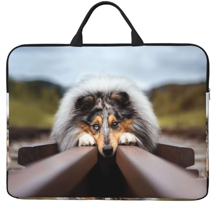 Rough Collie Bokeh Eisenbahn Hunde Haustiere Rau, 14 Zoll Laptophülle, Notebooktasche Laptophülle Aktentasche mit Griff