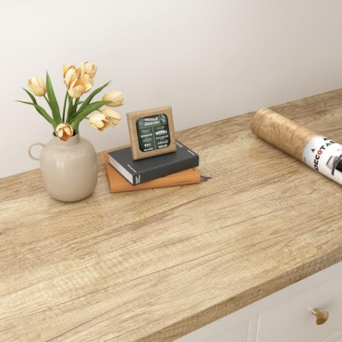 Decotalk Vinilo Encimera Cocina Madera Resistente al Calor 81X300cm Papel Adhesivo para Muebles Marrón Oscuro Papel Pintado Autoadhesivo Pared Cocina Baño Vinilo Adhesivo Muebles Armario Mesa Puerta