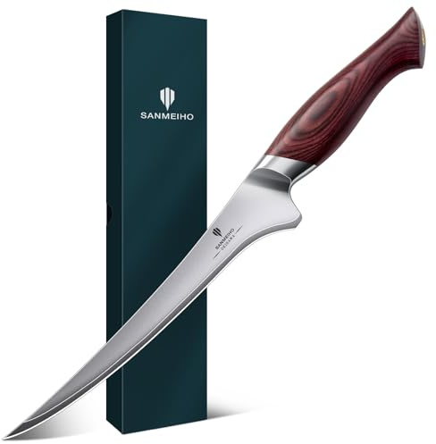 SANMEIHO Coltello per Sfilettare 18 cm in Acciaio 5 Strati 10Cr15MoV