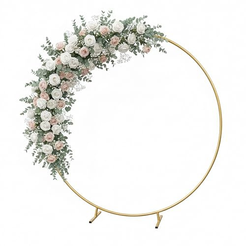 Relaxdays Arco Rotondo Palloncini, Metallo, Matrimonio, Compleanno, Ø195 cm, Oro, Decorazioni