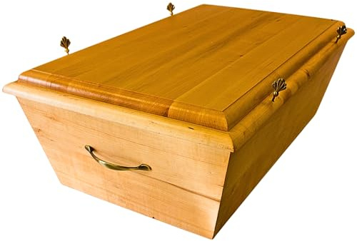 Hochwertiger würdevoller XXXL Eichenholzsarg für große Tiere, Tiersarg, Sarg große Hunde, Sarg Schäferhund, Bestattungskiste massiv für größere Tiere, aus Holz in braun, L/B/H 82 x 50 x 27 cm.